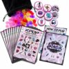 KPOP HUNTER Reusable Y2K Bingo Game Set - Aesthetic Cyberpunk Party Board Games with 24 Cards, 400 Colorful Chips, 24 PVC Coins & Velvet Bag for Teens Adults, 2-24 Players (Pastel Holographic)