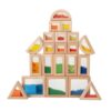 KQFCAZRE 22 Pieces Wooden Sensory Pieces Geometric Stacking Blocks Translucent Colors Transparent Block Set