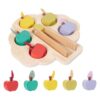 KQFCAZRE Color-Sorting Fruit Toy Fine Motor Wooden Fruit Matching Board Hands-on Learning Color Sorting Kit with Tweezers for Preschoolers, Homeschool