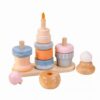 KQFCAZRE Wooden Dessert Stacker Pastel Colors Dessert Stacking Toy Printed Details Wooden Ice Cream Toy