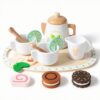 KQFCAZRE Wooden Tea Party Set Imaginative Tea Party Set Realistic Toy for Playroom , White