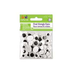Krafty Kids Paste-On Googly Eyes, 10 to 19mm, Black, 80 Per Package