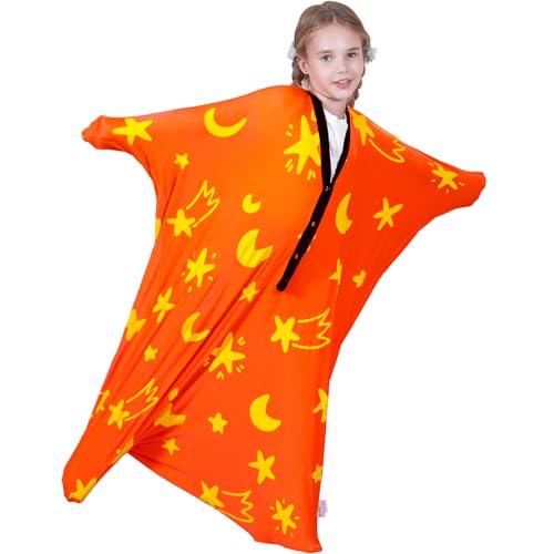 KreyNa Premium Sensory Sack for Kids, 40" x 27" Sensory Body Sock Glow in the Dark for 3-5 Autistic Children, Good for Height: 30"-41" Small, Orange
