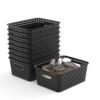 Krihan 9-Pack Plastic Woven Storage Baskets Set - Black Organizer Bins for Shelves, Kitchen Pantry, Bathroom, Office | 10.1"L x 7.55"W x 4.1"H | Multi-Purpose Shelf Basket Organizers