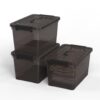 Krihan Plastic Storage Bins with Latching Lids.3 Packs Stackable Storage Containers for Organizing.Large Clear Black Storage Box for Garage,Closet,Kitchen.17 QT