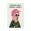 Kroey Coffee First People Later Parrot Poster – Funny Animal Wall Art Unframe-style 24x36inch(60x90cm)