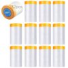 Kronabelle 12 Rolls Tape and Drape, 21.7 in x 65.6 ft / 55 cm x 20 m Pre Taped Film with Painter's Tape, Auto Painting Covering, Plastic Dust Sheets for Furniture, Painting, Renovation