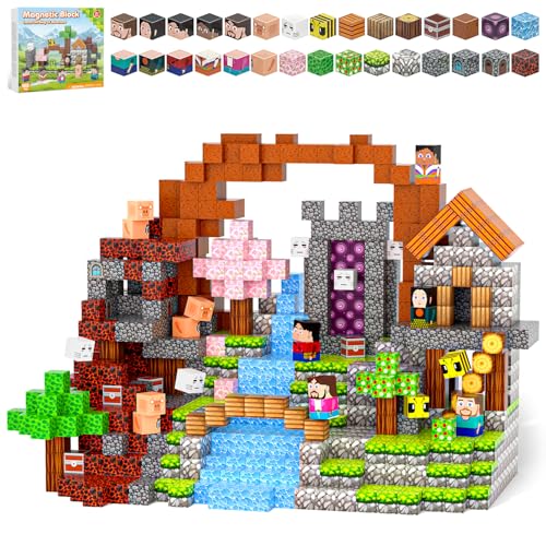 Kryzomat 100PCS Magnetic Blocks, Magnet Tiles Toys for Kids, Magnetic Building Blocks Cubes, STEM Montessori Stacking Magnets for Kids, Birthday Gifts for Boys and Girls Age 3+ Years Old