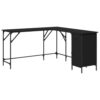 KTHLBRH L Shaped Computer Desk Black 55.5x55.5x29.5 Inches