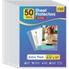 KTRIO No Holes Sheet Protectors 8.5 x 11, 50 Pack Heavy Duty Paper Sleeves