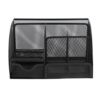 KuaJiGo 7 Compartment Mesh Pen Holder Desktop Organizer, Wireless Keyboard Compatible Desk Storage, Sturdy Iron Pencil Cup with Pull - Out Drawer for Home Office School