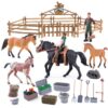 kukifun Horse Stable Playset 40PCS, Farm Barn Toy with Rider for Kids