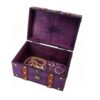 Kukyller Small Jewelry Treasure Chest Box, Vintage Pirate Keepsakes Box Wedding Wooden Storage Box Decorative Vintage Decorative Chest for Storage (Purple)