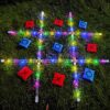 KULAMOON Outdoor Toss Games for Adult and Kids, Giant Tic Tac Toe Game with LED Light, Classical Board Yard Game Sandbag Game for Famlily, Party, Travel(4ft x 4ft)