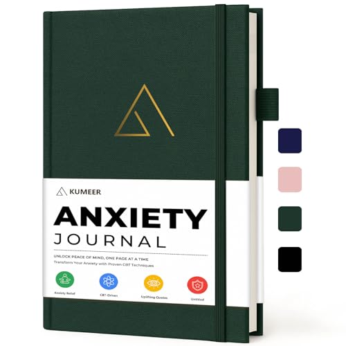 KUMEER Guided Anxiety Journal for Women & Men – Cognitive Behavioral Therapy (CBT) Journal with Repetitive Mindfulness Prompts, Anti-Anxiety Techniques, Overthinking & Brain Dump Journals for Mental Health & Wellness
