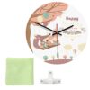 KunEchevyr Nordic Retro Animal Wall Clock, Modern Round Metal Clock for Home Decor, Silent Movement, Large Numbers, Easy to Install (Type D)