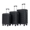 KUNRUN 3 Piece Luggage Sets Spinner Wheels, ABS Hardshell Spinner Luggage