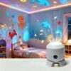 Kuqcco Ocean Projector for Bedroom, Rechargeable HD Star Projector with Touch Control, Holographic Night Light Projector for Home Decor