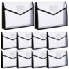 Kuyeyzu 10 Pack Plastic Document Holder, Expandable File Folder with Snap Closure, A4 Envelope Waterproof Transparent File Organizer in Black