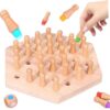 KUYYFDS Memory Chess, Wooden Memory Chess Game, Kids Matching Game with Natural Wood Pieces, Brain-Boosting Match for Family