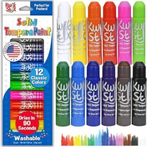 Kwik Stix Solid Tempera Paint Sticks, 12 Colors, Washable Paint Sticks for Kids, Super Quick Drying, Non-Toxic, Allergen Free, Comes in Classic Rainbow Colors, Ideal for Kids and Toddlers (Pack of 6)