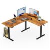 L-Shaped Electric Standing Desk, Height Adjustable Sit Stand Desk (Brown)