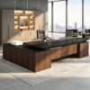 L-Shaped Executive Office Desk w/ Locking Drawer & File Cabinet, 1'' Thick