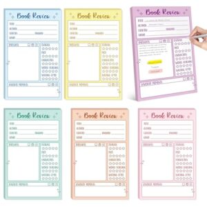 L1rabe Colorful Book Review Notepad - Back to School Gift 6Pcs Reading Journals Tracking Notepad for Book Lovers Readers Bookish Bookworm Gift, Reading Log for Students Teachers Women to Review