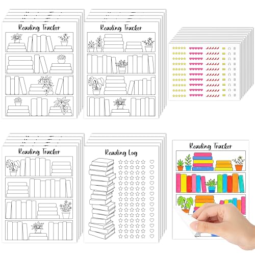 L1rabe Reading Tracker Bookmark Stickers - Back to School 20P Book Review 10P Self Stick Star Chili Heart Rating Stickers, Reading Challenge for Book Lovers Readers Students Bookish Gift for Bookworms