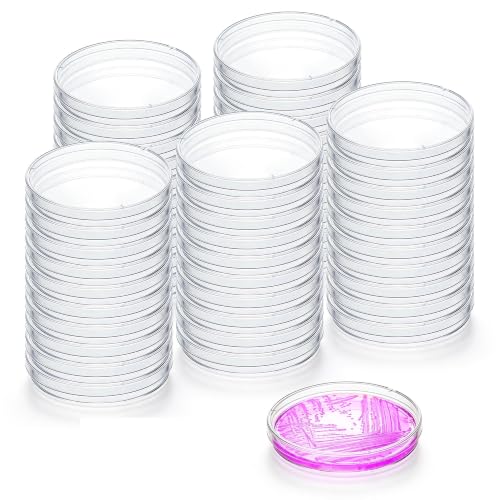 Labvida 200 Pack Sterile Petri Dishes with Lids - 90mm Diameter, 15mm Depth - 3 Air Vents - Ideal for Mycology, Bacteria Cultivation, Lab Testing, and Science Projects, LVAE004