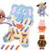 Lacing Cards - Wooden Animal Threading Board Set, Fine Motor Skills Toy