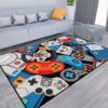 Lacut Game Area Rug Teen Boys Carpet, 3D Gaming Rugs Gamepad Controller Mat for Boys Girls Bedroom Playroom, Non-Slip Gamer Rugs Children Gaming Area Rugs (Blue, 60" x 40")