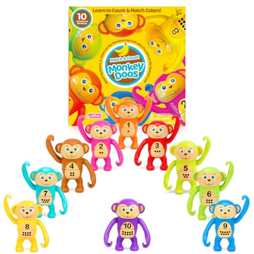 LAEBUILD Monkey Doos 10-Piece Count & Match Toy – Educational Stacking Hanging Monkey for 18M+ to 10Y, Parent-Child Play, Decor & Stress Relief Fidget, Safe Preschool Gift