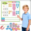 Laffunz Magnetic Place Value Manipulatives Chart Regrouping Base Ten Blocks, Addition and Subtraction Math Games for Kids, Math Manipulatives 1st 2nd 3rd Grade Teacher Classroom Must Haves for Wall