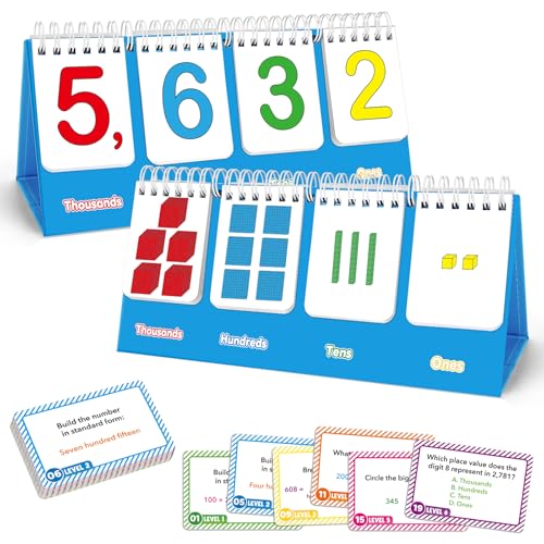 Laffunz Place Value Manipulatives Flip Chart, Math Manipulatives Kids Base Ten Blocks for Math Games Number Counting Blocks, Teacher Must Haves Elementary Classroom Homeschool Supplies