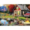 Lakeside Cabin Puzzles 1000 Pieces for Adults, Lake Landscape Camping fire Colorful Forest Adults Puzzles,Perfectly Letter on Back No Dust, Challenging Matte Finish 1000 Puzzle Adults Night Games
