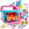 lalalark Bakery Shop Pretend Role Play Kids Toy with Light & Sound Oven, Realistic Mixer, Color Changing Cookies, 20 Pieces Play Kitchen Food Accessories, Birthday Gift for Boys Kids