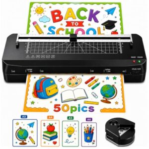 Laminator, A3 Laminator Machine with Built-in Trimmer, 70 Seconds Quick Warm-Up, Cold and Thermal Laminating with 50 Sheets, NTC Technology for Home Office School (A3+50pics)