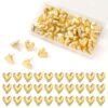 Lanjiesh 50Pcs Heart Gold Push Pins for Corkboards, Cute Thumbtacks, Decorative Push Pins for Photos Posters Wall Bulletin Board Home Office Supplies Accessories