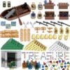 LANMANUO Money Bank Building Block, Pirate Ships Maps Treasure Chest 100 Dollar Jewel Gems Diamonds Gold Bar Coins Bricks Pieces, Crystals Bill Cash Parts