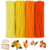 LansinLife 400 Pcs Pipe Cleaners Bulk, 4 Color Yellow 7MM Thick Fluffy Chenille Stems for Crafts, Pipe Cleaners Flower Kit with 1Pcs Storage Bag for DIY Animals, Flowers, Party Decoration (Yellow)
