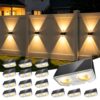 LANSOW Solar Fence Lights Outdoor 16 Pack, Fence Lights Solar Powered Waterproof, 10-Mode Warm/Cool/Neutral White & RGB, Up-Down Led Wall Lights Dusk to Dawn Decor for Yard, Deck, Patio, Pool, Railing