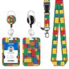 Lanyard for id Badge Holder Brick Cute Funny Badge Reel Heavy Duty Retractable Carabiner Clip Card Name Tag Teacher Badge Lanyard id Holder Kid Key Card Holder Work Name Tags