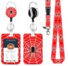 Lanyard for ID Badge Holder Cobweb Spider Breakaway Heavy Duty Retractable Badge Reel Detachable Carabiner Keychain for Women Man Student Teacher Nurse Office Gifts