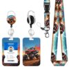 Lanyard for id Badge Holder Truck Cute Funny Badge Reel Heavy Duty Retractable Carabiner Clip Card Name Tag Teacher Badge Lanyard id Holder Kid Key Card Holder Work Name Tags