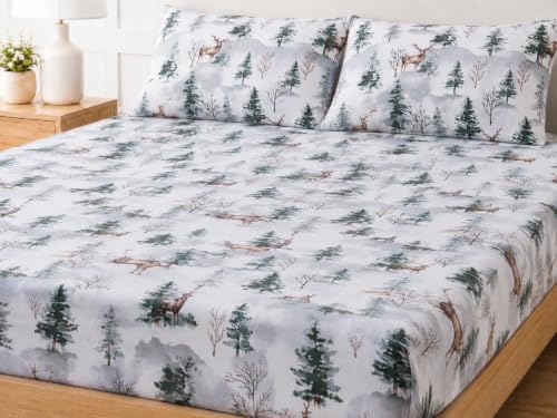 LANYETON 100% Cotton Flannel Fitted Sheet Only, Ultra Soft Cozy Warm Fitted Bottom Sheet for All Season, 16" Deep Pocket, Twin