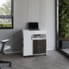 Laptop Desk for Bedroom，Extendable Desk, 2 Drawers, 4 Shelves, 4 Wheels