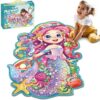 Larchio Mermaid Gifts for Girls, 45PCS Jumbo Memarid Floor Puzzle for Kids Age 3-5 Toddler Floor Puzzle Educational Learing Toys for Kids