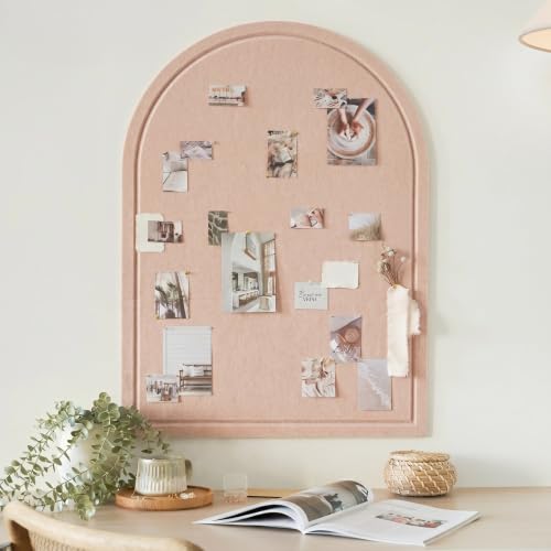 Large Arched Felt Bulletin Board - Stylish Perfectly Sized 21.5" x 17" Cork Board Alternative for Office & Wall Decor – Bulletin Board Set with Pins is Perfect to Display Your Photos