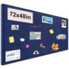 Large Bulletin Board, 72x48 Inches Cork Board Alternative, Large Felt Board Decorative Pin Board for Wall, Foldable Photo Board Self-Adhesive Vision Board with 36 Pushpins Dark Blue